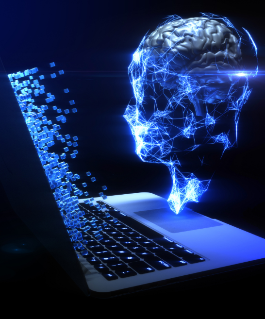 Visage de robot représentant l'augmentation de la productivité grâce à la formation intelligence artificielle (IA)