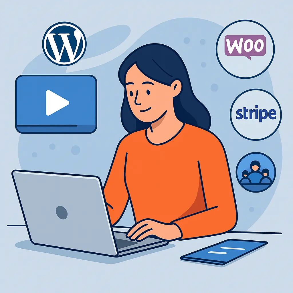 Création de formation intelligence artificielle en ligne sur WordPress avec vidéos sécurisées et paiements automatisés. Repris dans le cadre de la formation intelligence artificielle (IA) en Belgique, France, Suisse et Luxembourg.